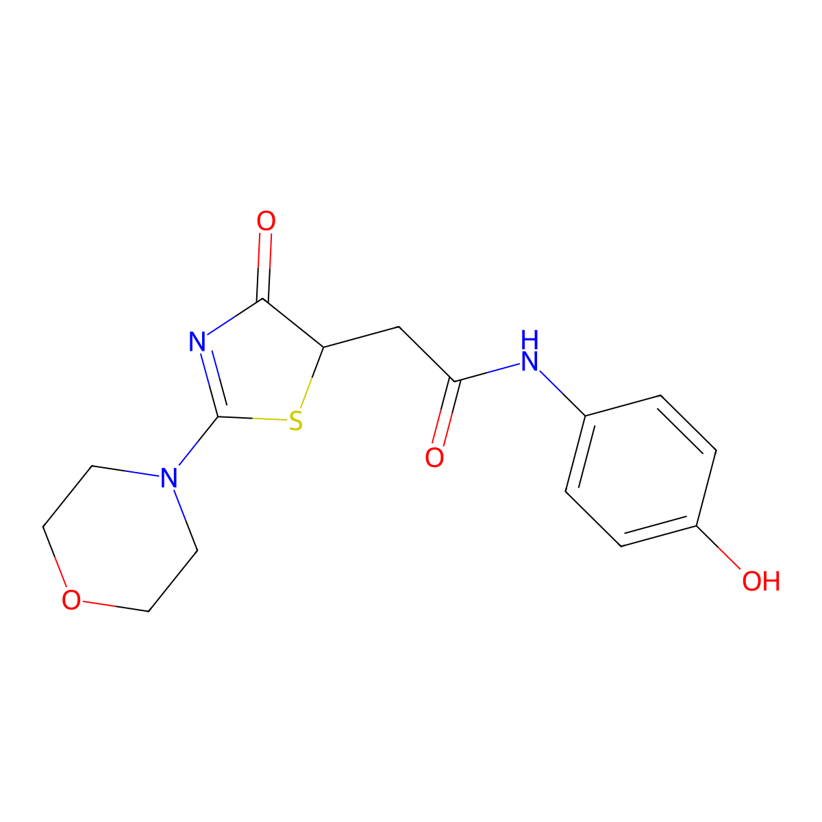 N-(4-hydroxyphenyl)-2-[2-(morpholin-4-yl)-4-oxo-4,5-dihydro-1,3-thiazol-5-yl]acetamide molecular structure, CAS 1010895-29-0