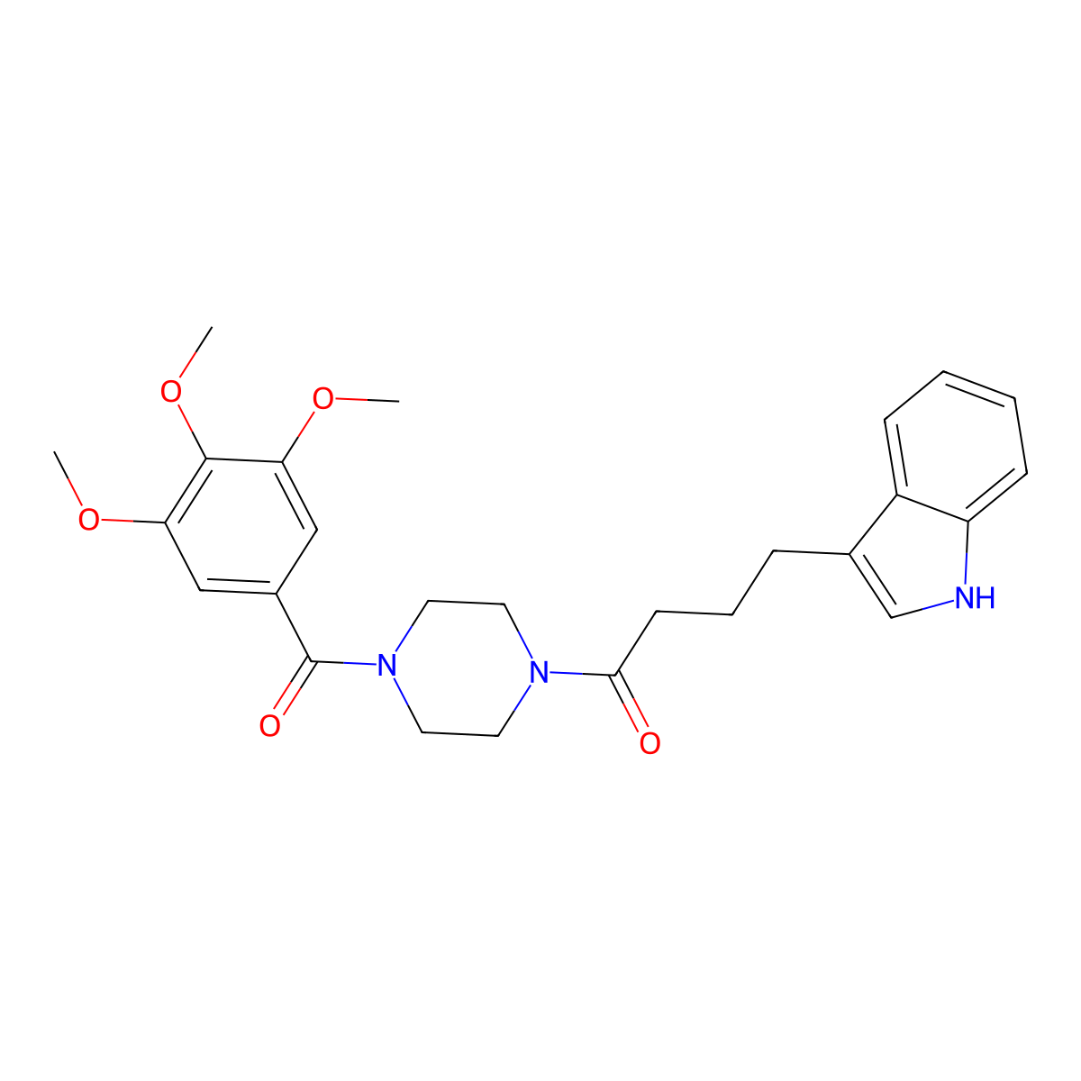 4-(1H-indol-3-yl)-1-{4-[(3,4,5-trimethoxyphenyl)carbonyl]piperazin-1-yl}butan-1-one molecular structure, CAS 1010895-45-0