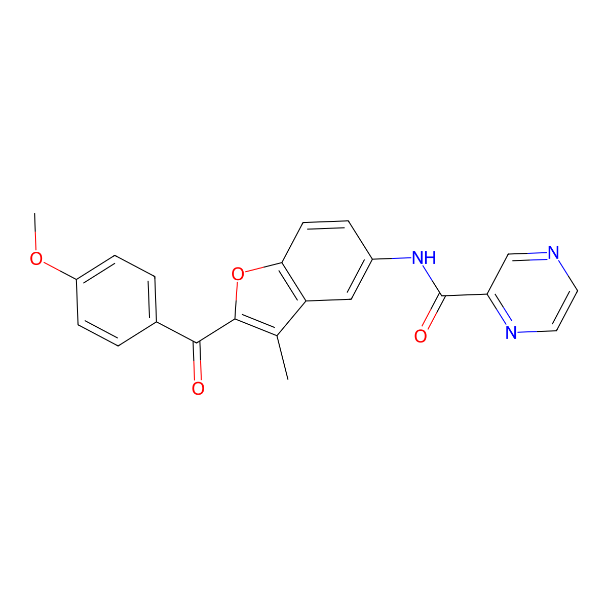 N-{2-[(4-methoxyphenyl)carbonyl]-3-methyl-1-benzofuran-5-yl}pyrazine-2-carboxamide molecular structure, CAS 1010895-74-5