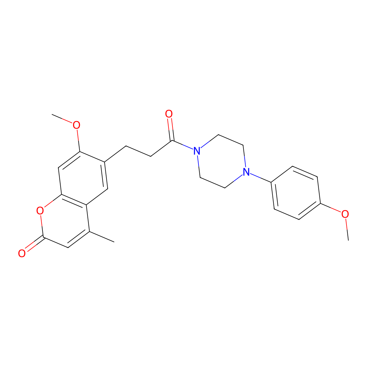7-methoxy-6-(3-(4-(4-methoxyphenyl)piperazin-1-yl)-3-oxopropyl)-4-methyl-2H-chromen-2-one molecular structure, CAS 1010895-92-7