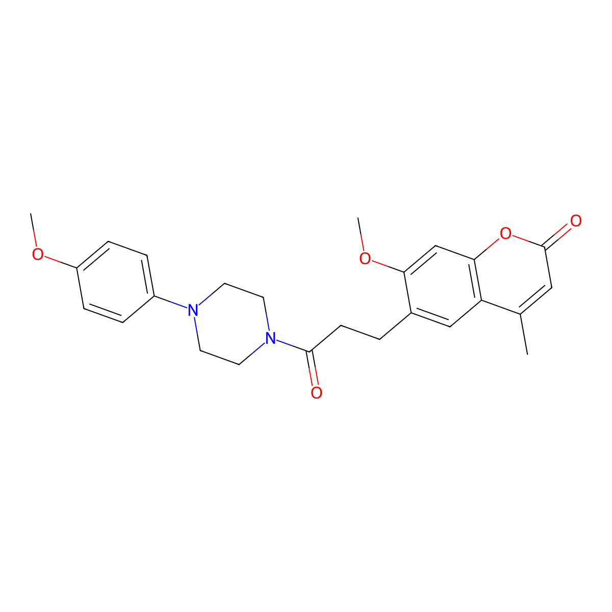 7-methoxy-6-(3-(4-(4-methoxyphenyl)piperazin-1-yl)-3-oxopropyl)-4-methyl-2H-chromen-2-one molecular structure, CAS 1010895-92-7