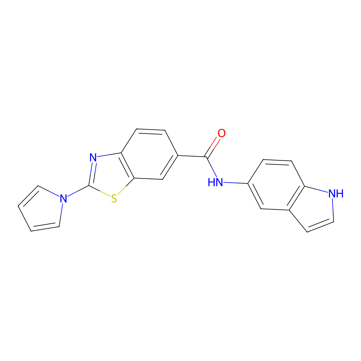 N-(1H-indol-5-yl)-2-(1H-pyrrol-1-yl)-1,3-benzothiazole-6-carboxamide molecular structure, CAS 1010896-02-2