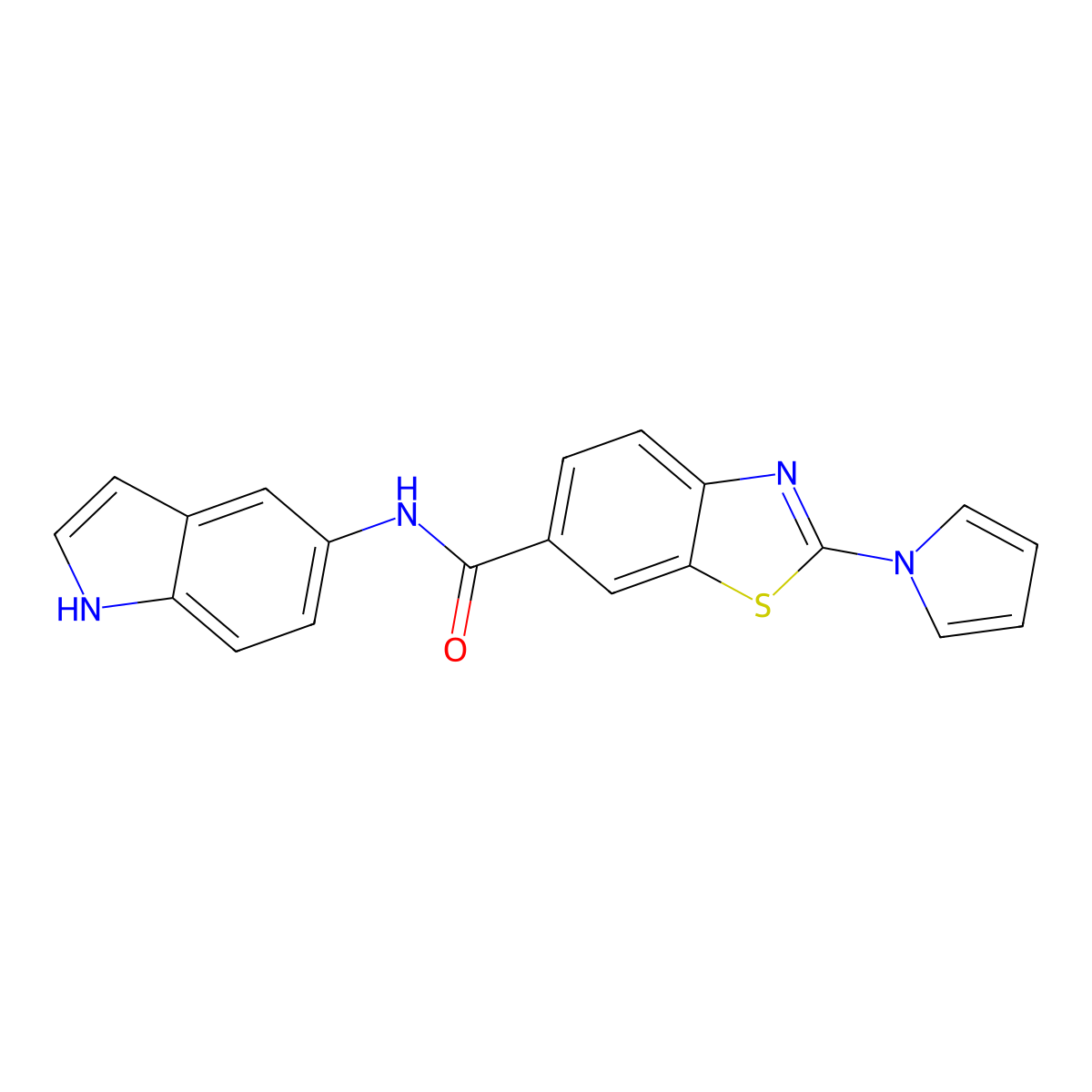 N-(1H-indol-5-yl)-2-(1H-pyrrol-1-yl)-1,3-benzothiazole-6-carboxamide molecular structure, CAS 1010896-02-2