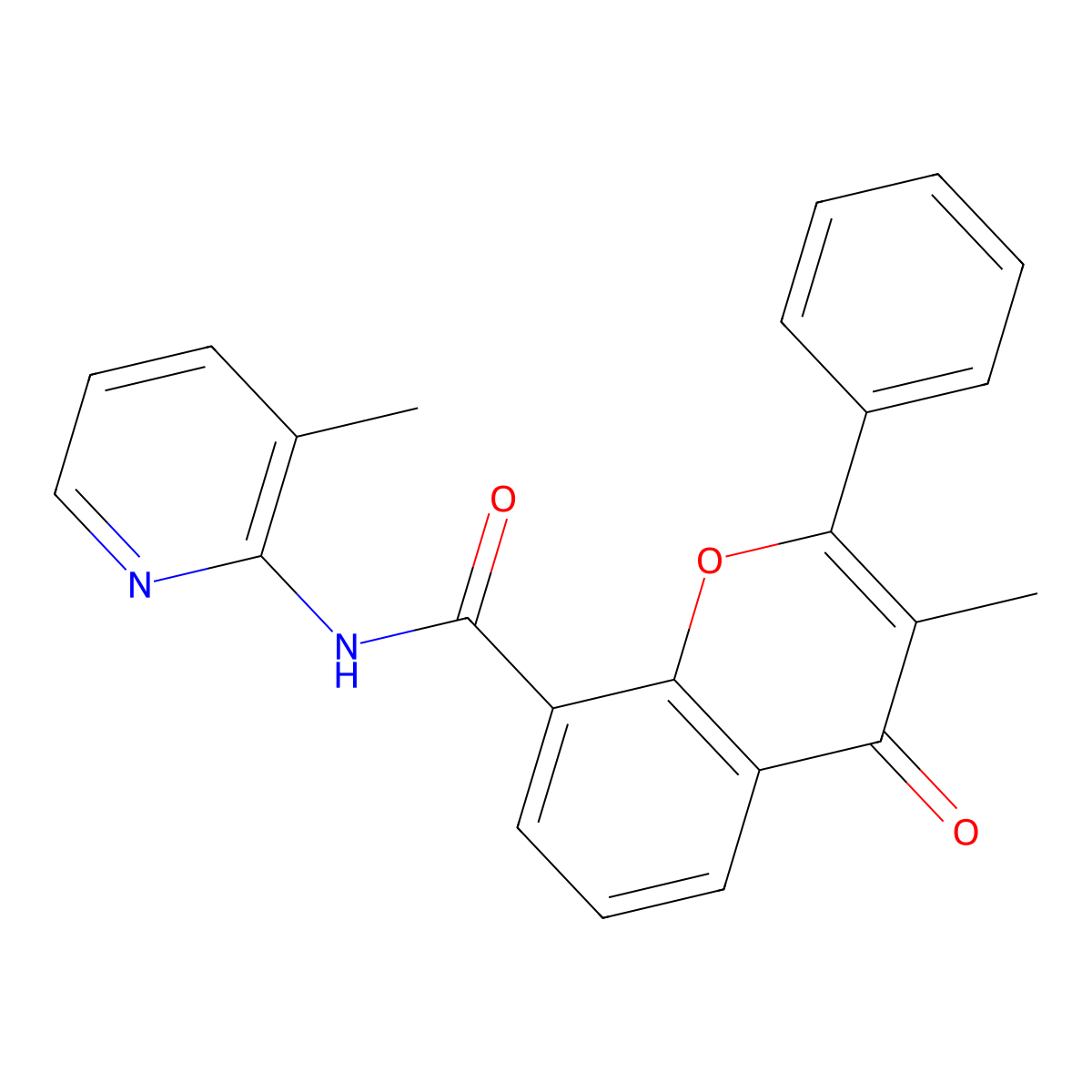 3-methyl-N-(3-methylpyridin-2-yl)-4-oxo-2-phenyl-4H-chromene-8-carboxamide molecular structure, CAS 1010896-05-5