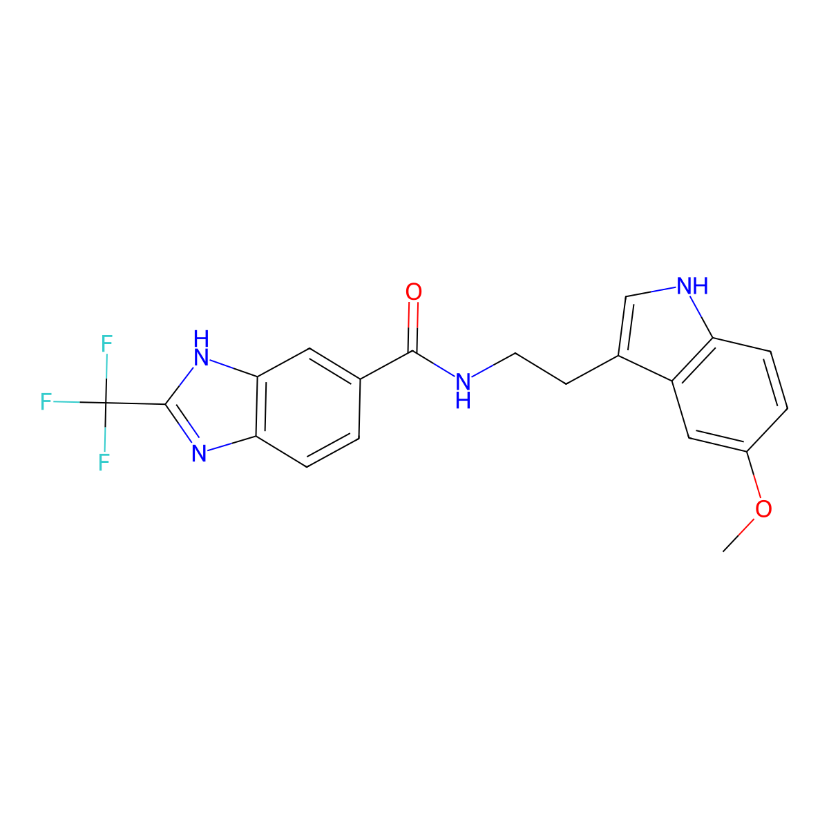 N-[2-(5-methoxy-1H-indol-3-yl)ethyl]-2-(trifluoromethyl)-1H-benzimidazole-6-carboxamide molecular structure, CAS 1010896-07-7