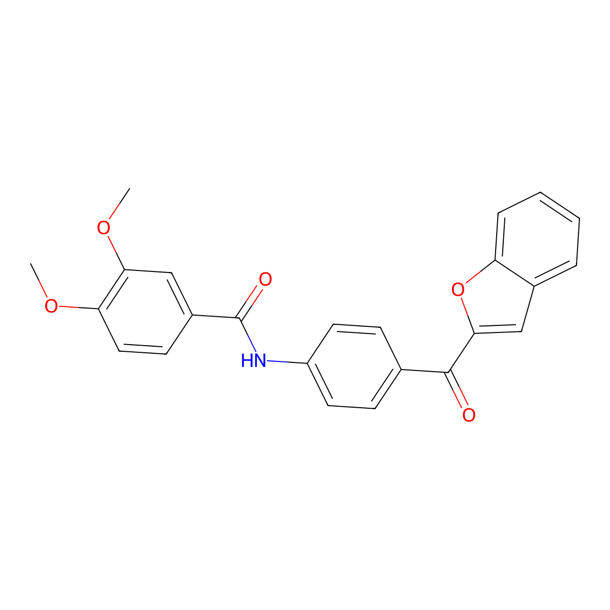 N-[4-(1-benzofuran-2-ylcarbonyl)phenyl]-3,4-dimethoxybenzamide molecular structure, CAS 1010896-09-9