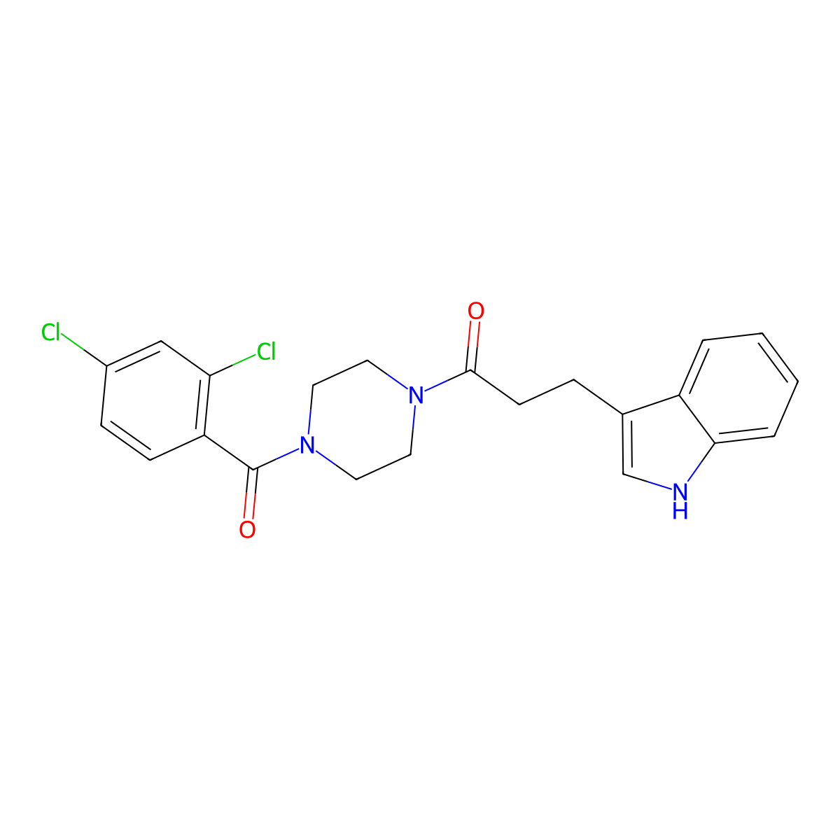 1-{4-[(2,4-dichlorophenyl)carbonyl]piperazin-1-yl}-3-(1H-indol-3-yl)propan-1-one molecular structure, CAS 1010896-17-9