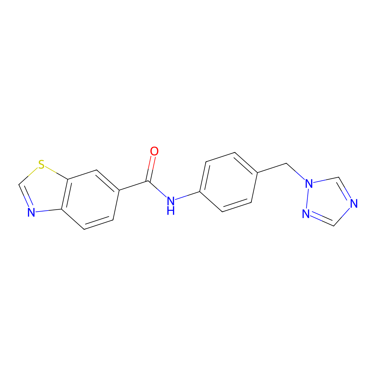 N-[4-(1H-1,2,4-triazol-1-ylmethyl)phenyl]-1,3-benzothiazole-6-carboxamide molecular structure, CAS 1010896-43-1