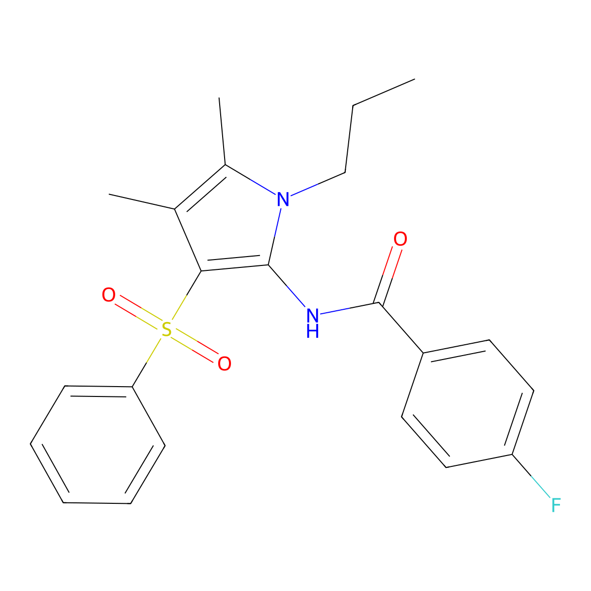 N-[4,5-dimethyl-3-(phenylsulfonyl)-1-propyl-1H-pyrrol-2-yl]-4-fluorobenzamide molecular structure, CAS 1010896-49-7