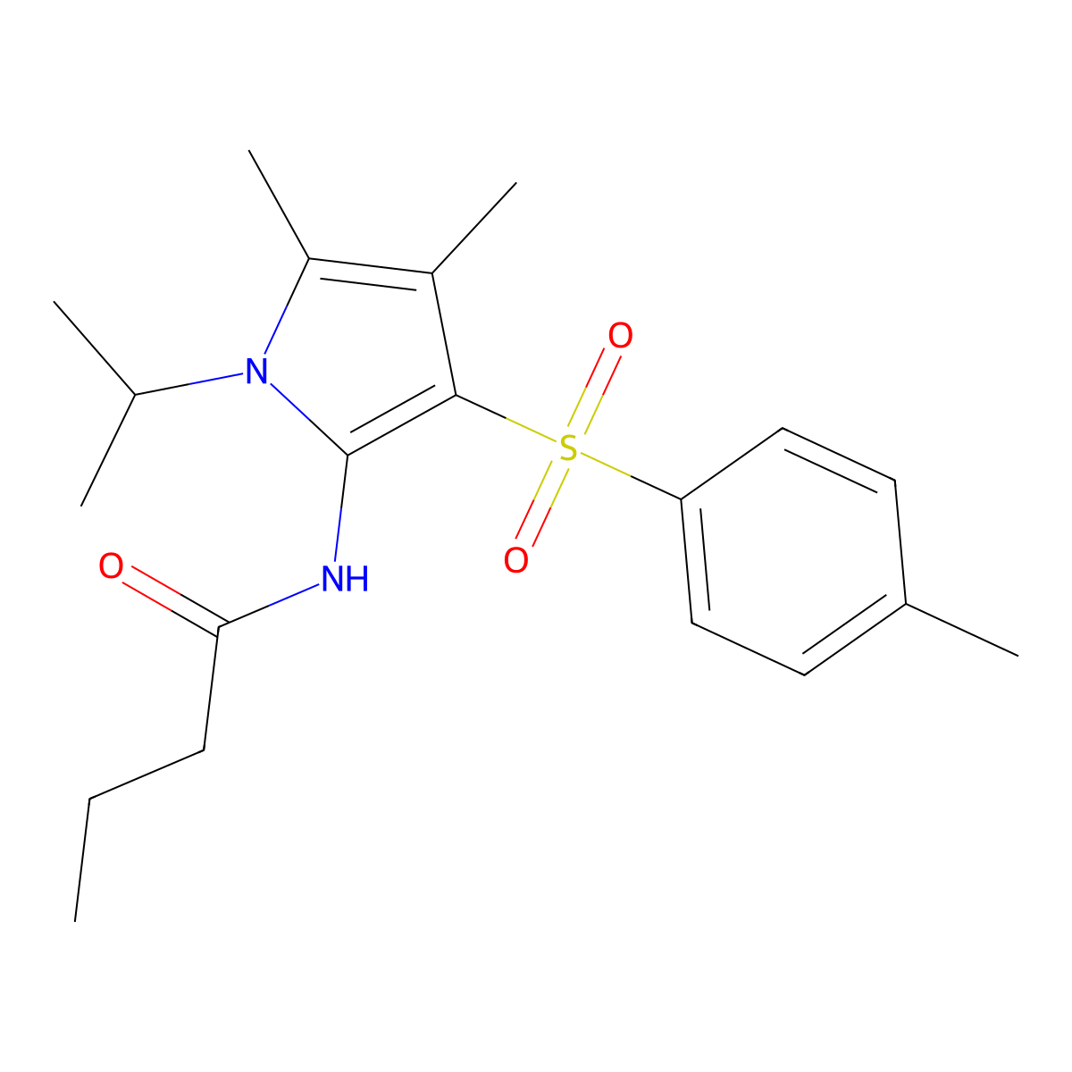 N-{4,5-dimethyl-3-[(4-methylphenyl)sulfonyl]-1-(propan-2-yl)-1H-pyrrol-2-yl}butanamide molecular structure, CAS 1010896-72-6