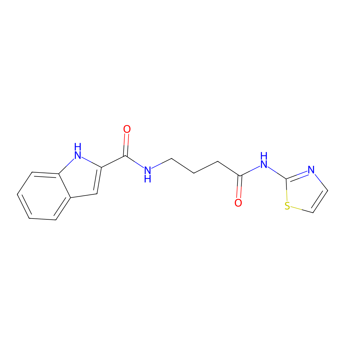N-[4-oxo-4-(1,3-thiazol-2-ylamino)butyl]-1H-indole-2-carboxamide molecular structure, CAS 1010896-77-1