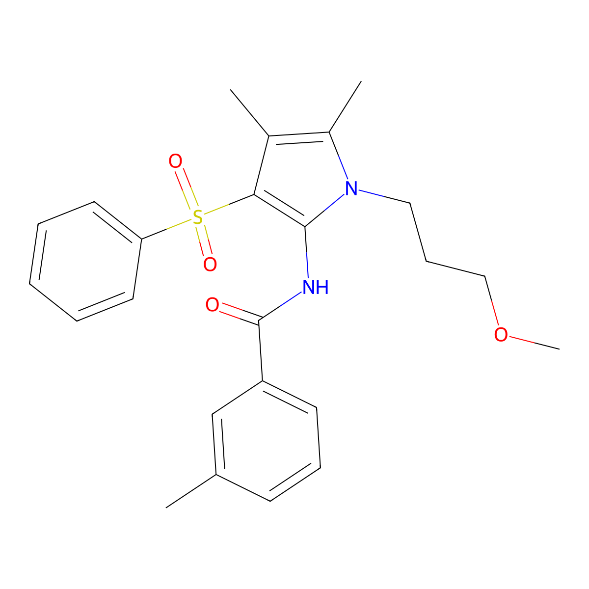N-[1-(3-methoxypropyl)-4,5-dimethyl-3-(phenylsulfonyl)-1H-pyrrol-2-yl]-3-methylbenzamide molecular structure, CAS 1010897-04-7