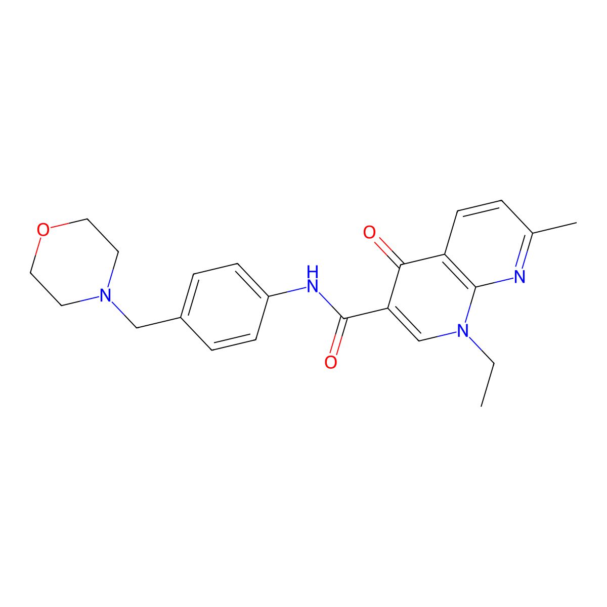 1-ethyl-7-methyl-N-[4-(morpholin-4-ylmethyl)phenyl]-4-oxo-1,4-dihydro-1,8-naphthyridine-3-carboxamide molecular structure, CAS 1010897-07-0