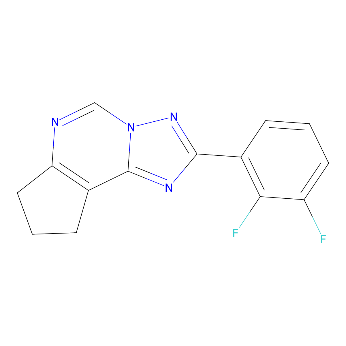 4-(2,3-Difluorophenyl)-3,5,6,8-tetraazatricyclo[7.3.0.0{2,6}]dodeca-1(9),2,4,7-tetraene molecular structure, CAS 1010897-09-2