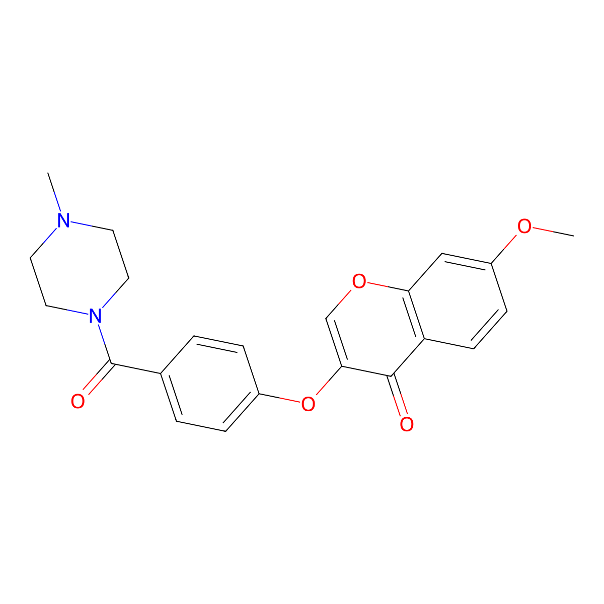 7-methoxy-3-(4-(4-methylpiperazine-1-carbonyl)phenoxy)-4H-chromen-4-one molecular structure, CAS 1010897-18-3