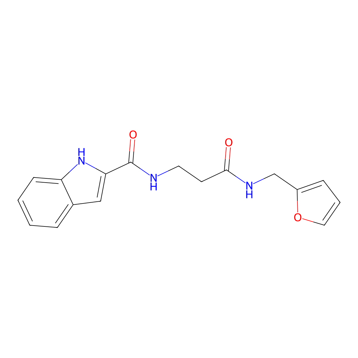 N-{3-[(furan-2-ylmethyl)amino]-3-oxopropyl}-1H-indole-2-carboxamide molecular structure, CAS 1010897-20-7