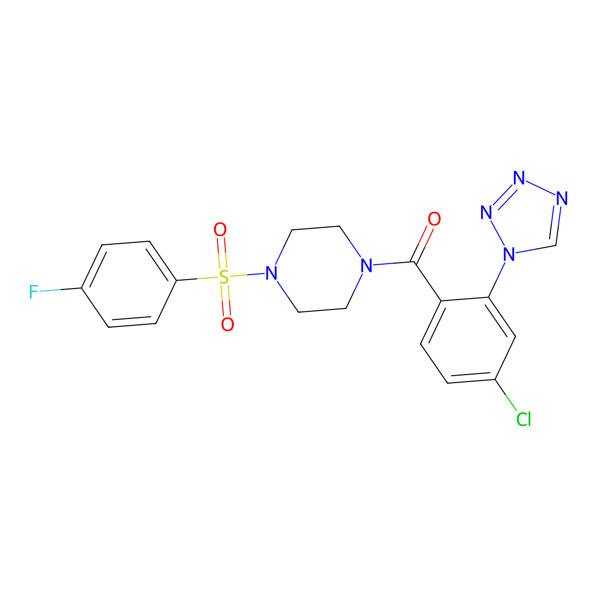 [4-chloro-2-(1H-tetrazol-1-yl)phenyl]{4-[(4-fluorophenyl)sulfonyl]piperazin-1-yl}methanone molecular structure, CAS 1010897-41-2