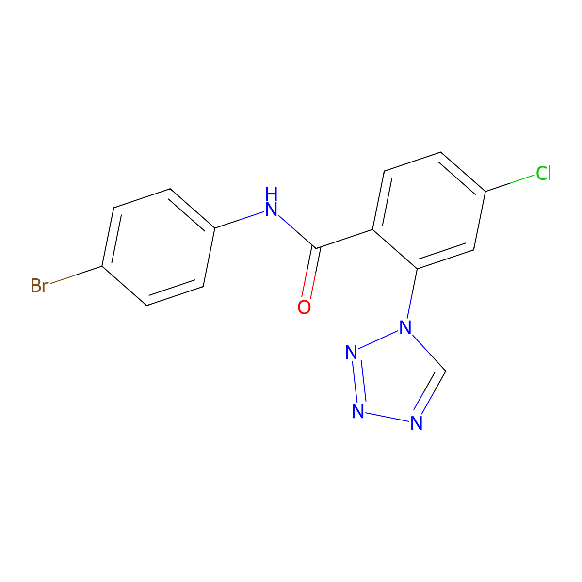 N-(4-bromophenyl)-4-chloro-2-(1H-tetrazol-1-yl)benzamide molecular structure, CAS 1010897-45-6