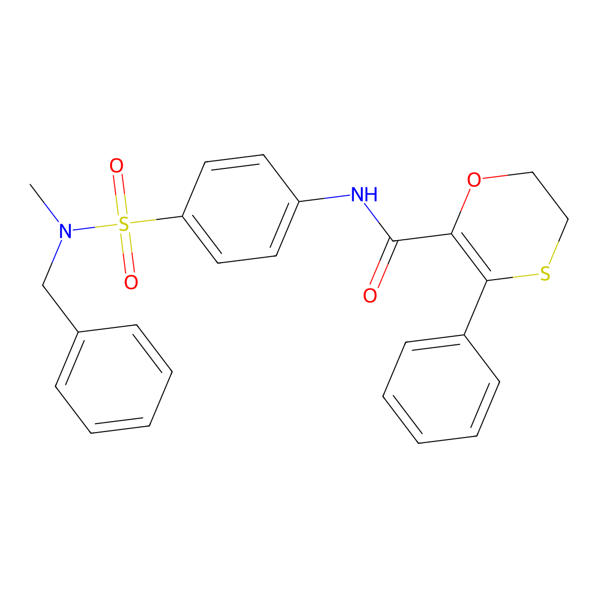 N-{4-[benzyl(methyl)sulfamoyl]phenyl}-3-phenyl-5,6-dihydro-1,4-oxathiine-2-carboxamide molecular structure, CAS 1010897-58-1