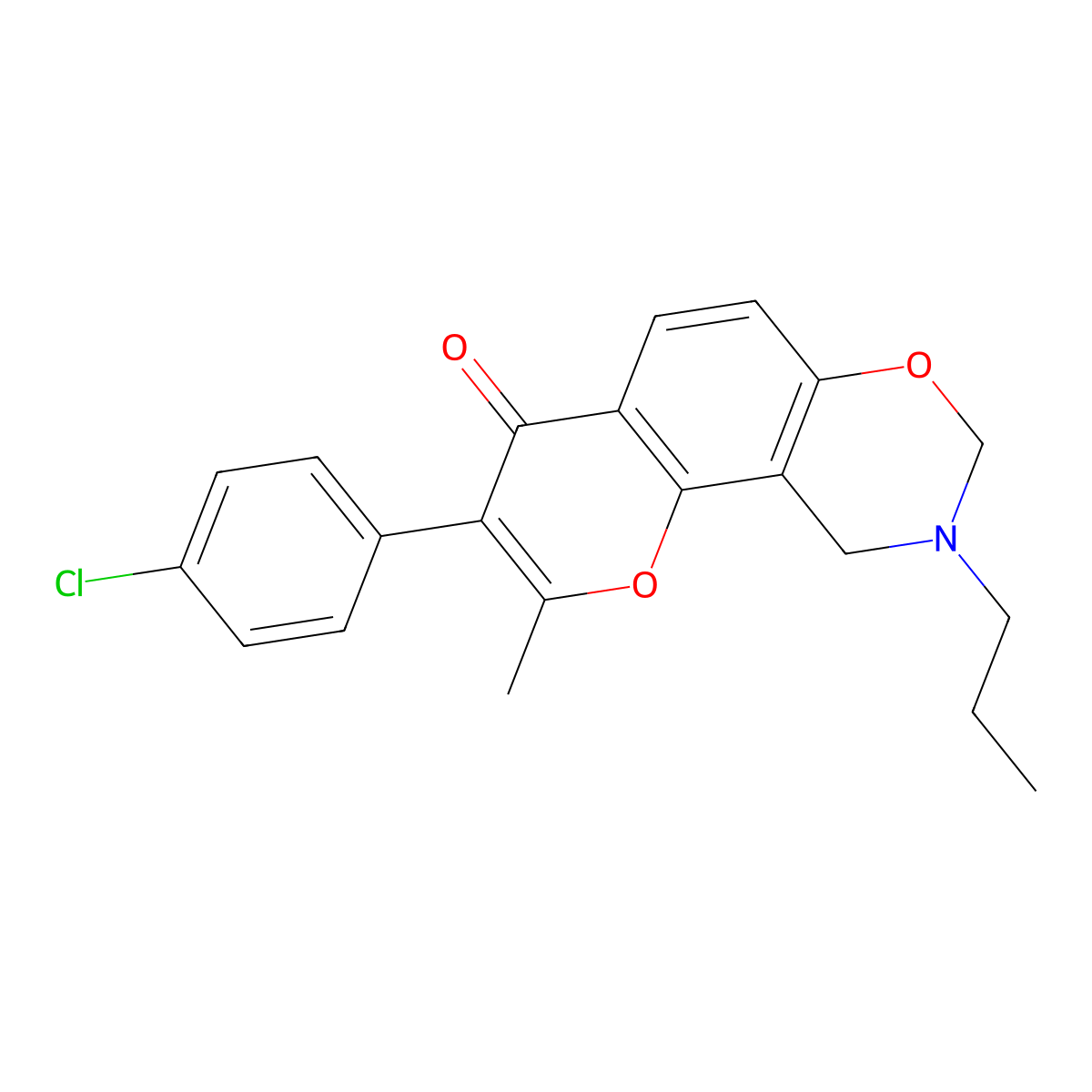 3-(4-chlorophenyl)-2-methyl-9-propyl-9,10-dihydrochromeno[8,7-e][1,3]oxazin-4(8H)-one molecular structure, CAS 1010897-75-2