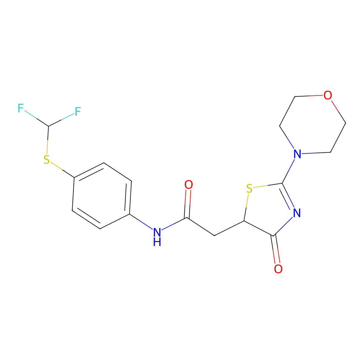 N-{4-[(difluoromethyl)sulfanyl]phenyl}-2-[2-(morpholin-4-yl)-4-oxo-4,5-dihydro-1,3-thiazol-5-yl]acetamide molecular structure, CAS 1010897-76-3