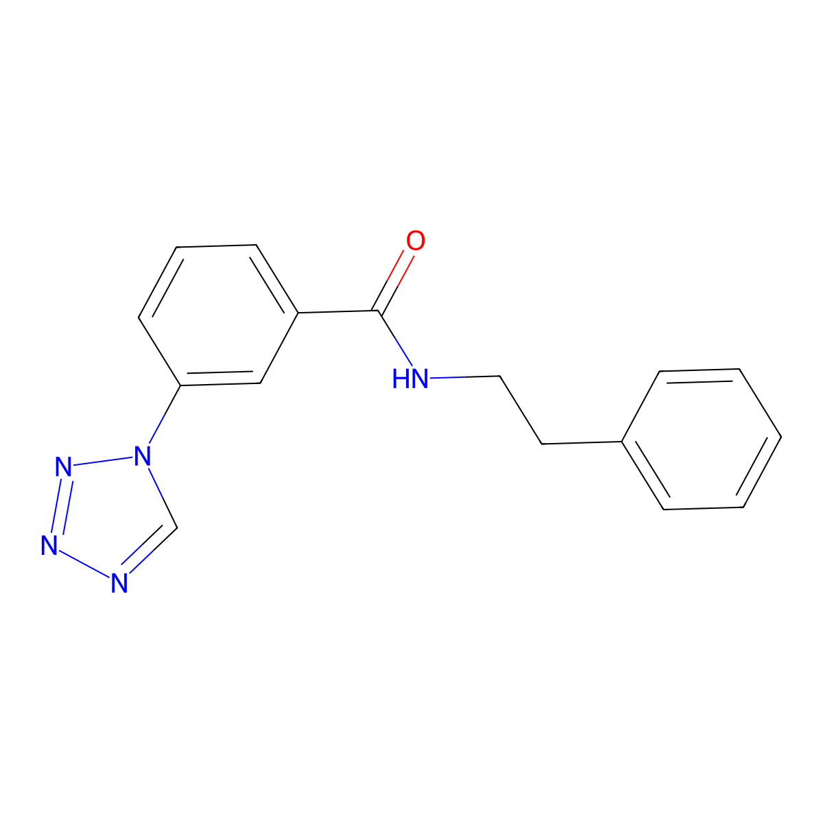 N-(2-phenylethyl)-3-(1H-tetrazol-1-yl)benzamide molecular structure, CAS 1010897-81-0