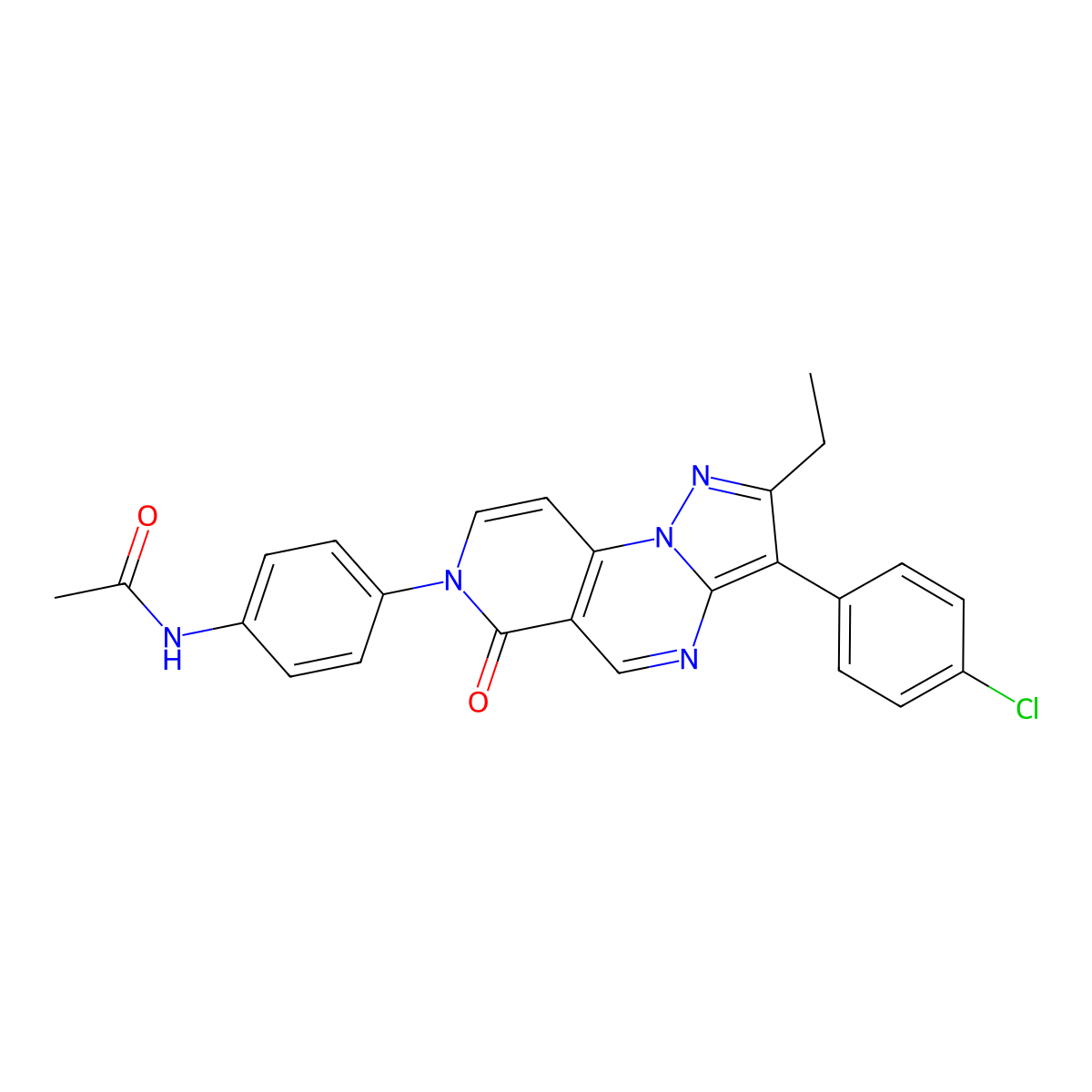 N-{4-[3-(4-chlorophenyl)-2-ethyl-6-oxopyrazolo[1,5-a]pyrido[3,4-e]pyrimidin-7(6H)-yl]phenyl}acetamide molecular structure, CAS 1010897-83-2