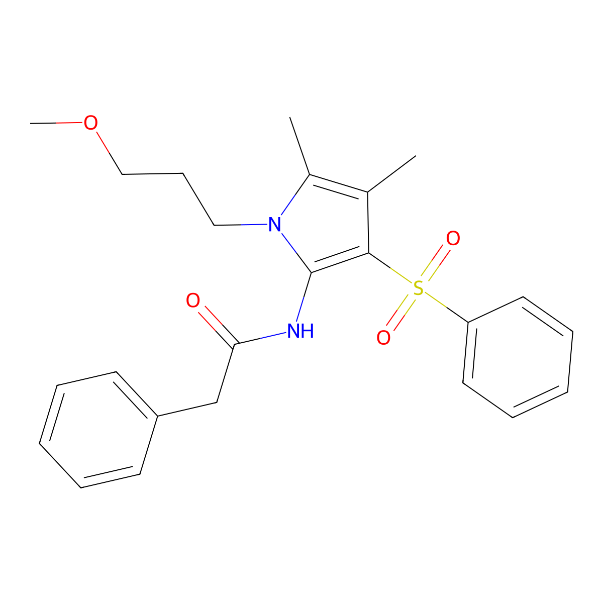N-[1-(3-methoxypropyl)-4,5-dimethyl-3-(phenylsulfonyl)-1H-pyrrol-2-yl]-2-phenylacetamide molecular structure, CAS 1010897-89-8