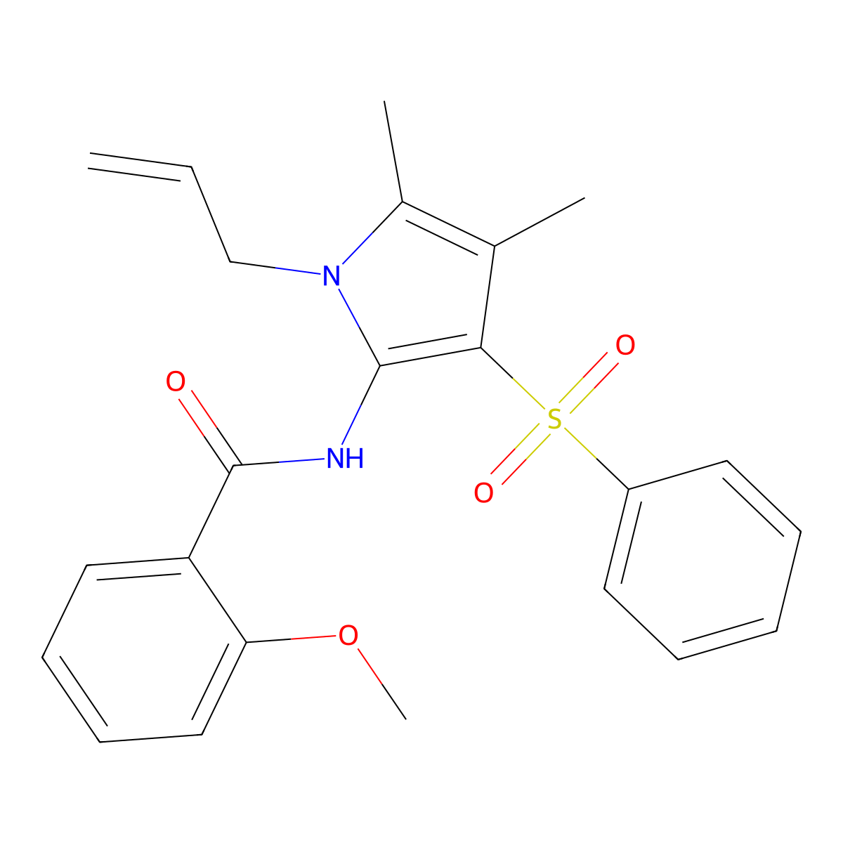 N-[4,5-dimethyl-3-(phenylsulfonyl)-1-(prop-2-en-1-yl)-1H-pyrrol-2-yl]-2-methoxybenzamide molecular structure, CAS 1010898-14-2