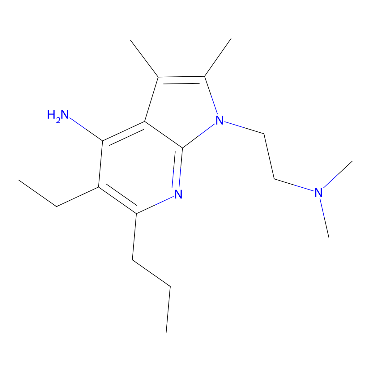 1-[2-(dimethylamino)ethyl]-5-ethyl-2,3-dimethyl-6-propyl-1H-pyrrolo[2,3-b]pyridin-4-amine molecular structure, CAS 1010898-17-5