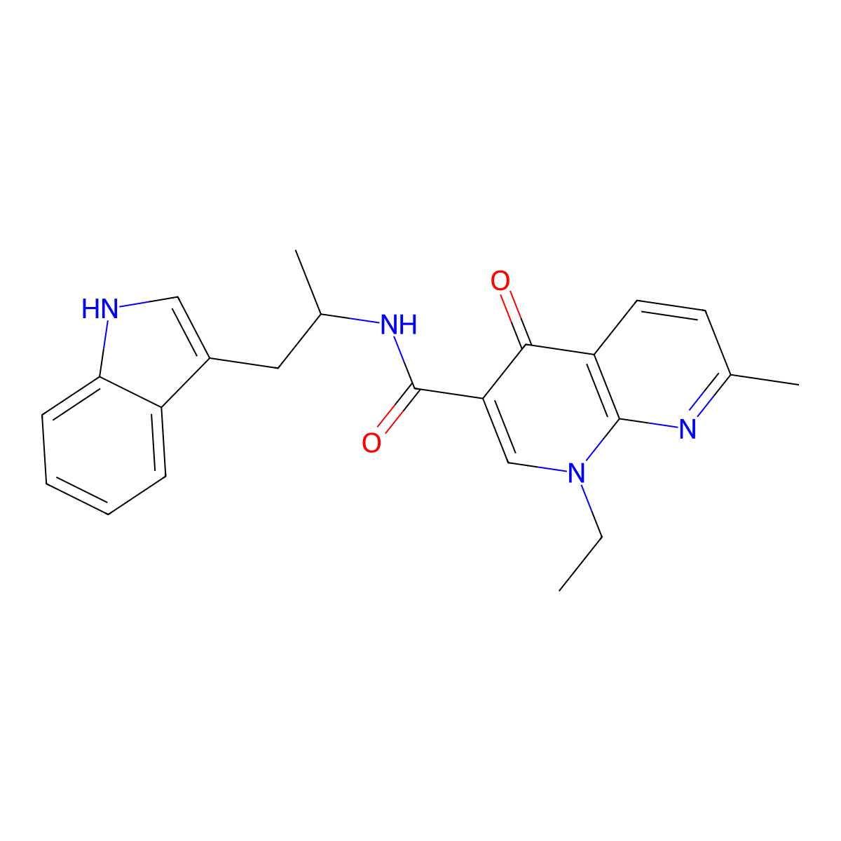 1-ethyl-N~3~-[2-(1H-indol-3-yl)-1-methylethyl]-7-methyl-4-oxo-1,4-dihydro[1,8]naphthyridine-3-carboxamide molecular structure, CAS 1010898-24-4