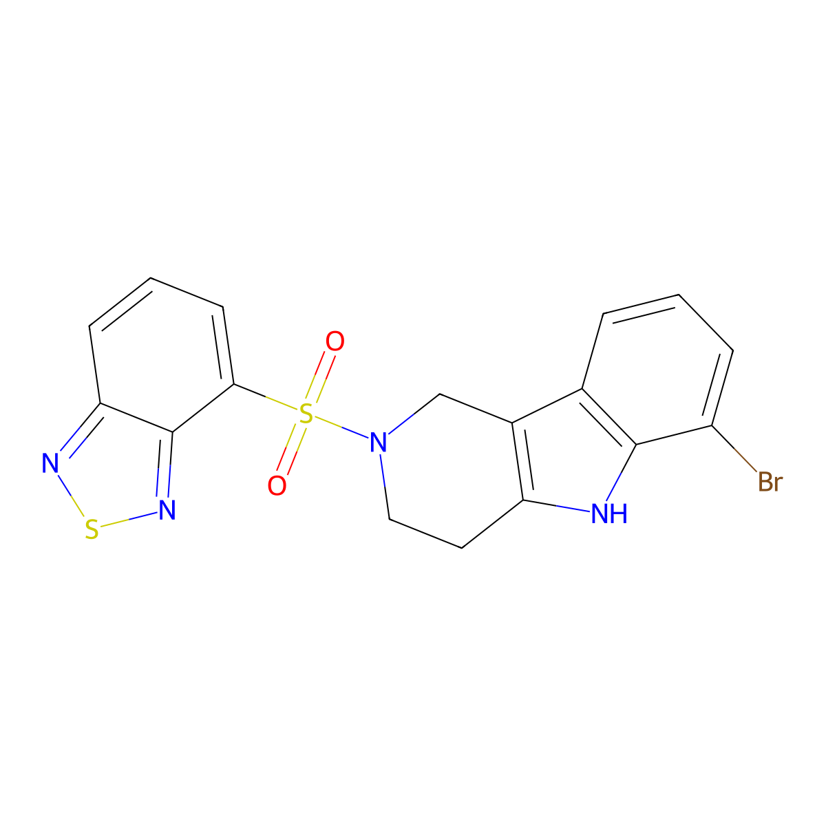 2-(2,1,3-benzothiadiazol-4-ylsulfonyl)-6-bromo-2,3,4,5-tetrahydro-1H-pyrido[4,3-b]indole molecular structure, CAS 1010898-29-9