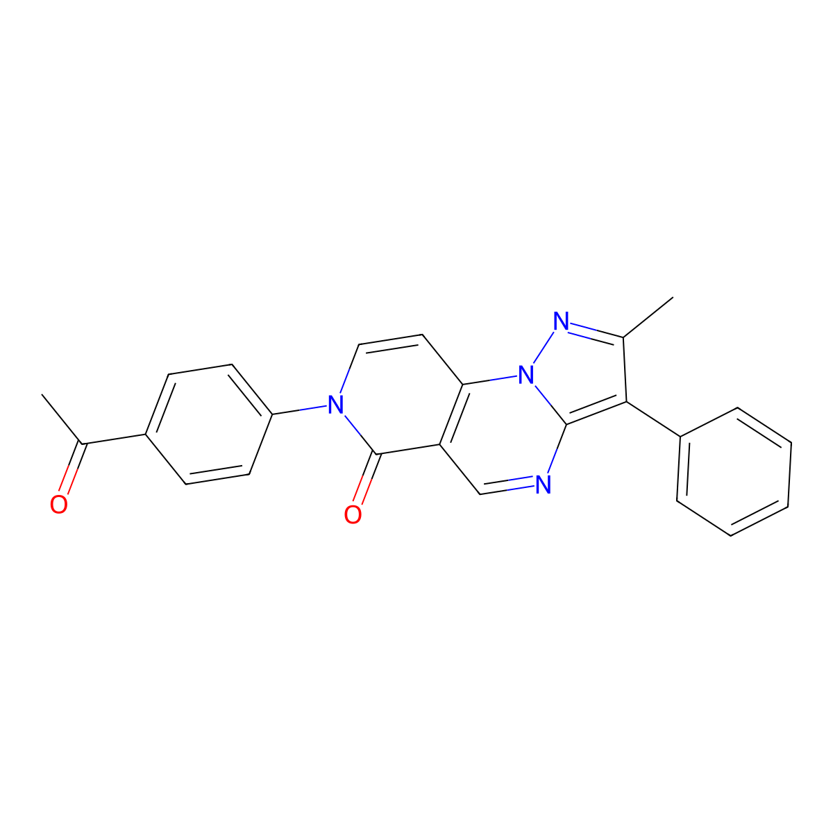7-(4-acetylphenyl)-2-methyl-3-phenylpyrazolo[1,5-a]pyrido[3,4-e]pyrimidin-6(7H)-one molecular structure, CAS 1010898-41-5