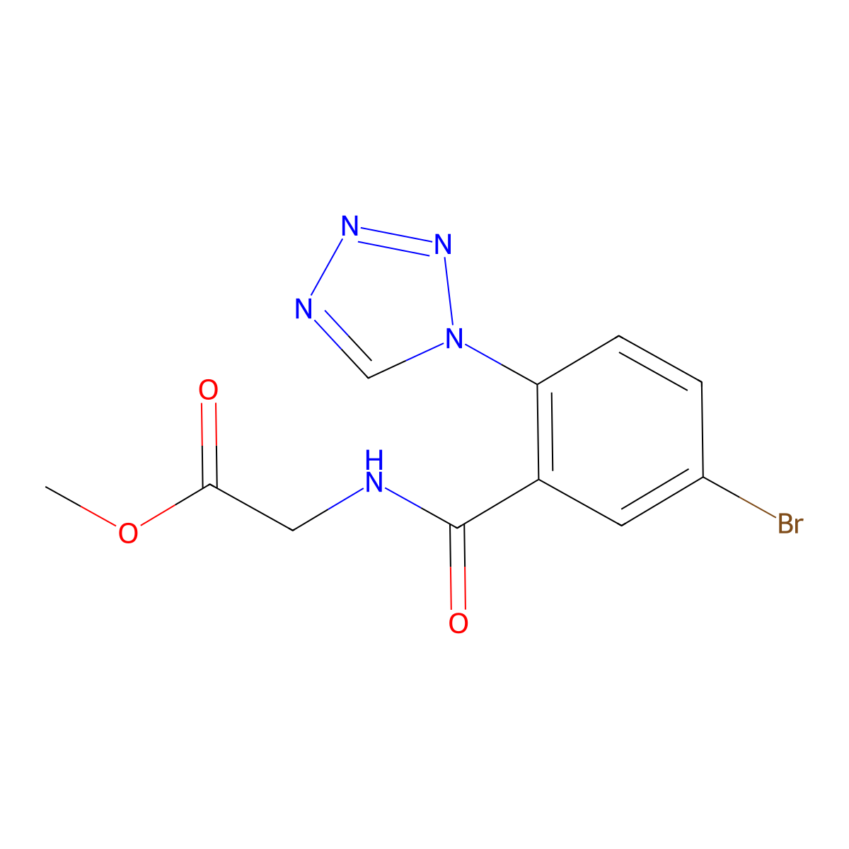 N-[5-Bromo-2-(1H-tetrazol-1-yl)benzoyl]glycine methyl ester molecular structure, CAS 1010898-46-0
