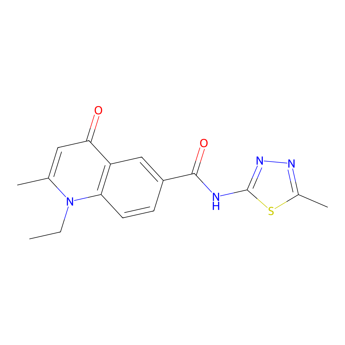 1-ethyl-2-methyl-N-(5-methyl-1,3,4-thiadiazol-2-yl)-4-oxoquinoline-6-carboxamide molecular structure, CAS 1010898-47-1