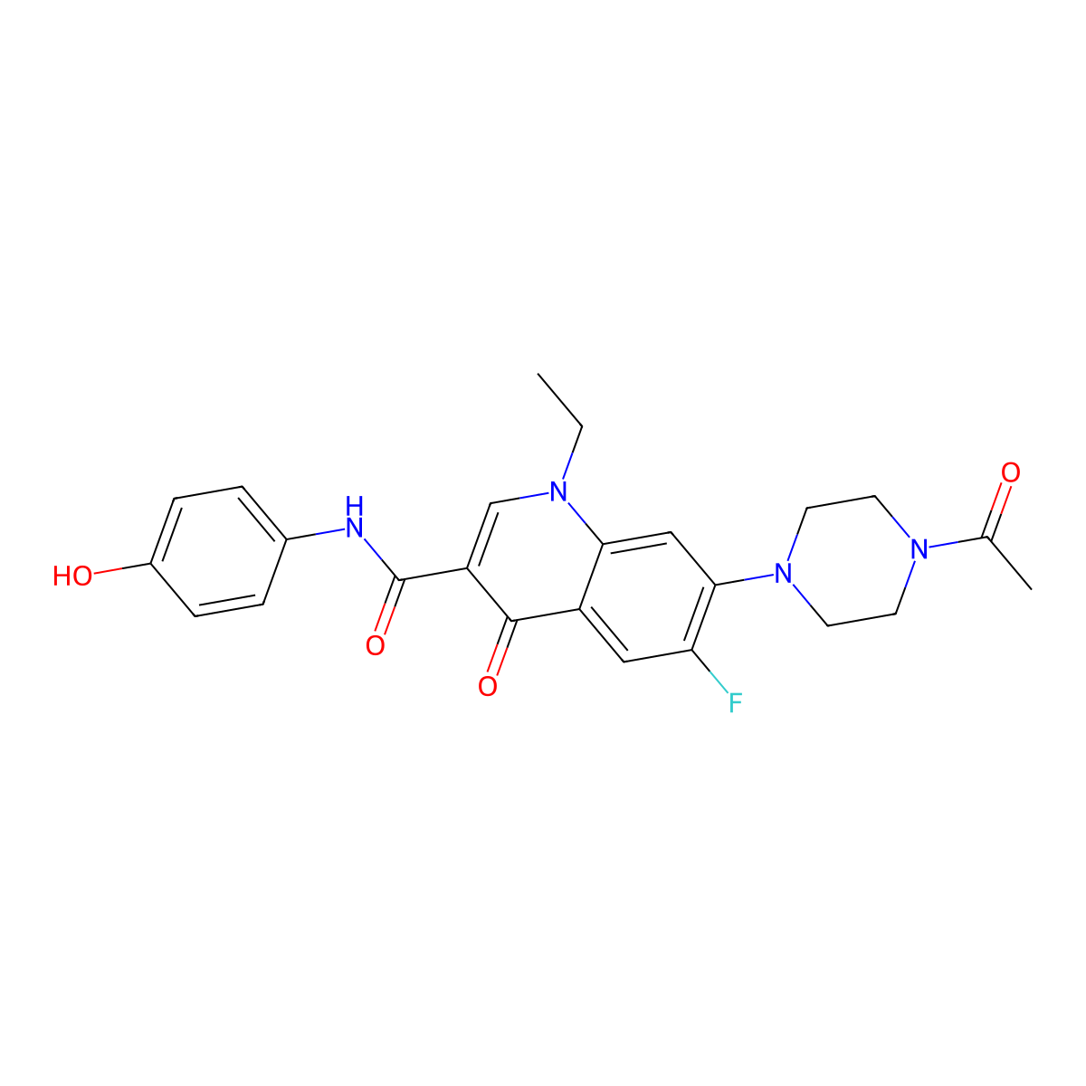 7-(4-acetylpiperazin-1-yl)-1-ethyl-6-fluoro-N-(4-hydroxyphenyl)-4-oxo-1,4-dihydroquinoline-3-carboxamide molecular structure, CAS 1010898-52-8