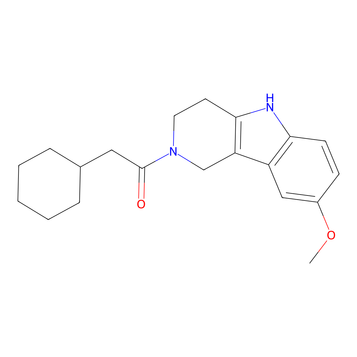 2-cyclohexyl-1-(8-methoxy-1,3,4,5-tetrahydro-2H-pyrido[4,3-b]indol-2-yl)ethanone molecular structure, CAS 1010898-62-0