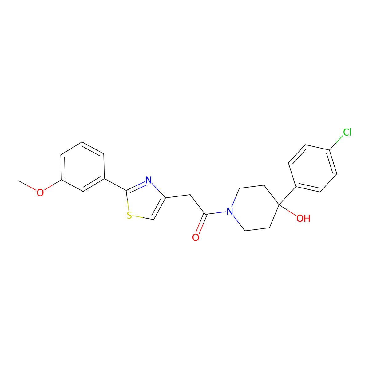 1-[4-(4-Chlorophenyl)-4-hydroxypiperidin-1-yl]-2-[2-(3-methoxyphenyl)-1,3-thiazol-4-yl]ethanone molecular structure, CAS 1010898-66-4