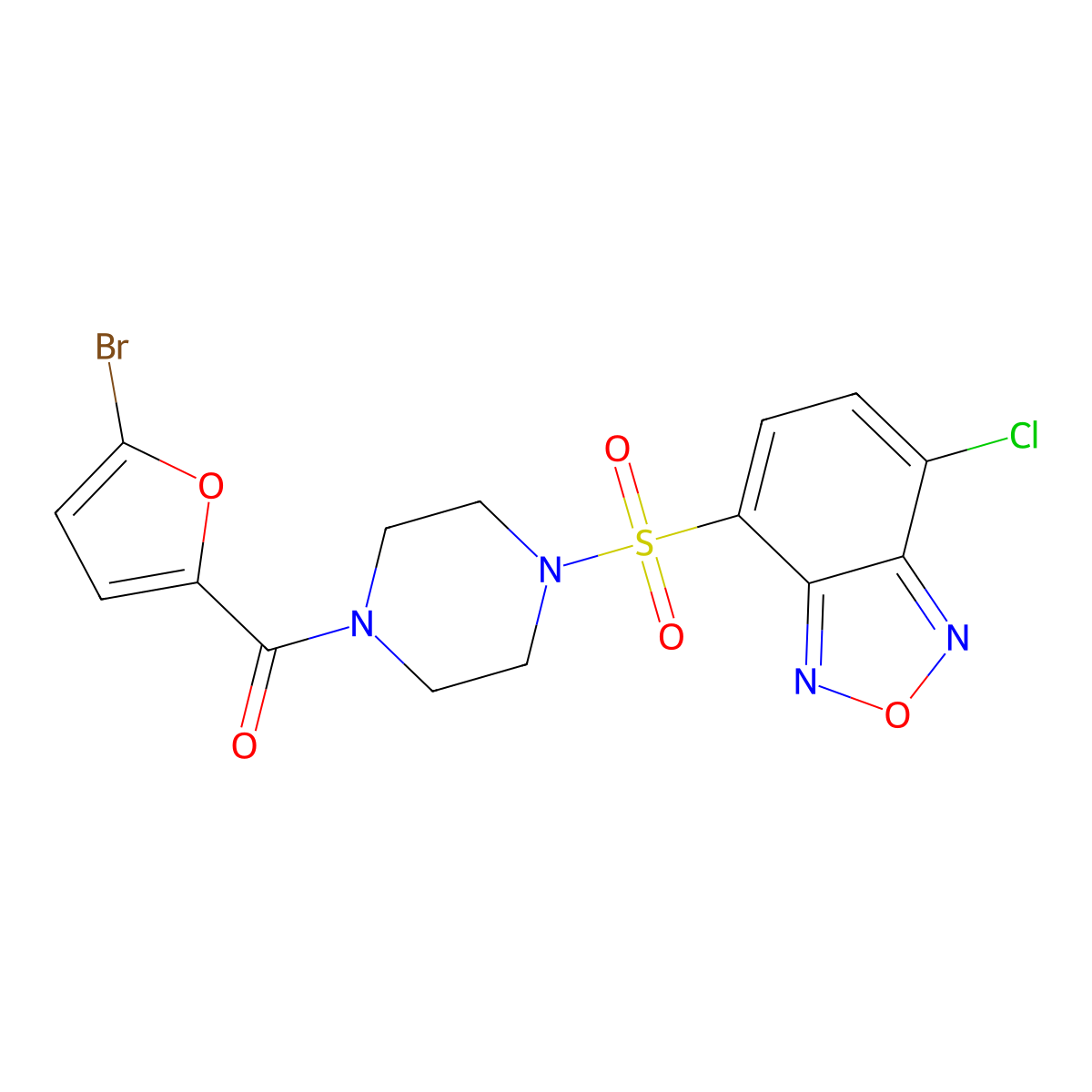 (5-Bromofuran-2-yl){4-[(7-chloro-2,1,3-benzoxadiazol-4-yl)sulfonyl]piperazin-1-yl}methanone molecular structure, CAS 1010898-78-8