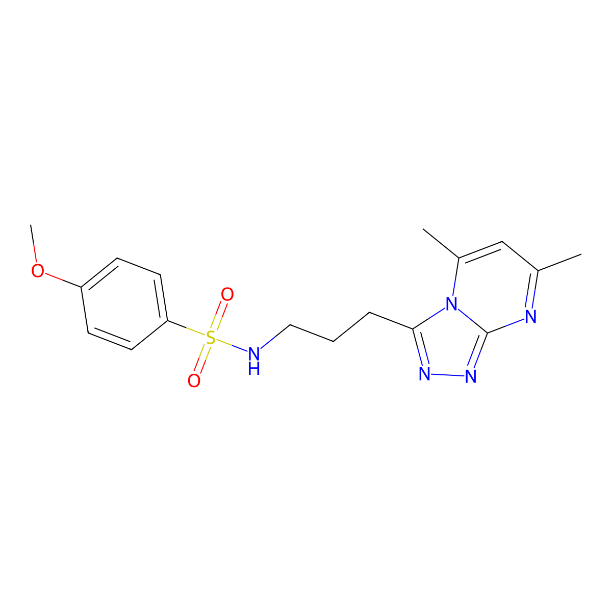 N-[3-(5,7-dimethyl[1,2,4]triazolo[4,3-a]pyrimidin-3-yl)propyl]-4-methoxybenzenesulfonamide molecular structure, CAS 1010898-82-4