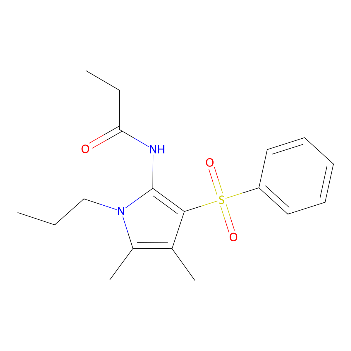 N-[4,5-dimethyl-3-(phenylsulfonyl)-1-propyl-1H-pyrrol-2-yl]propanamide molecular structure, CAS 1010898-84-6