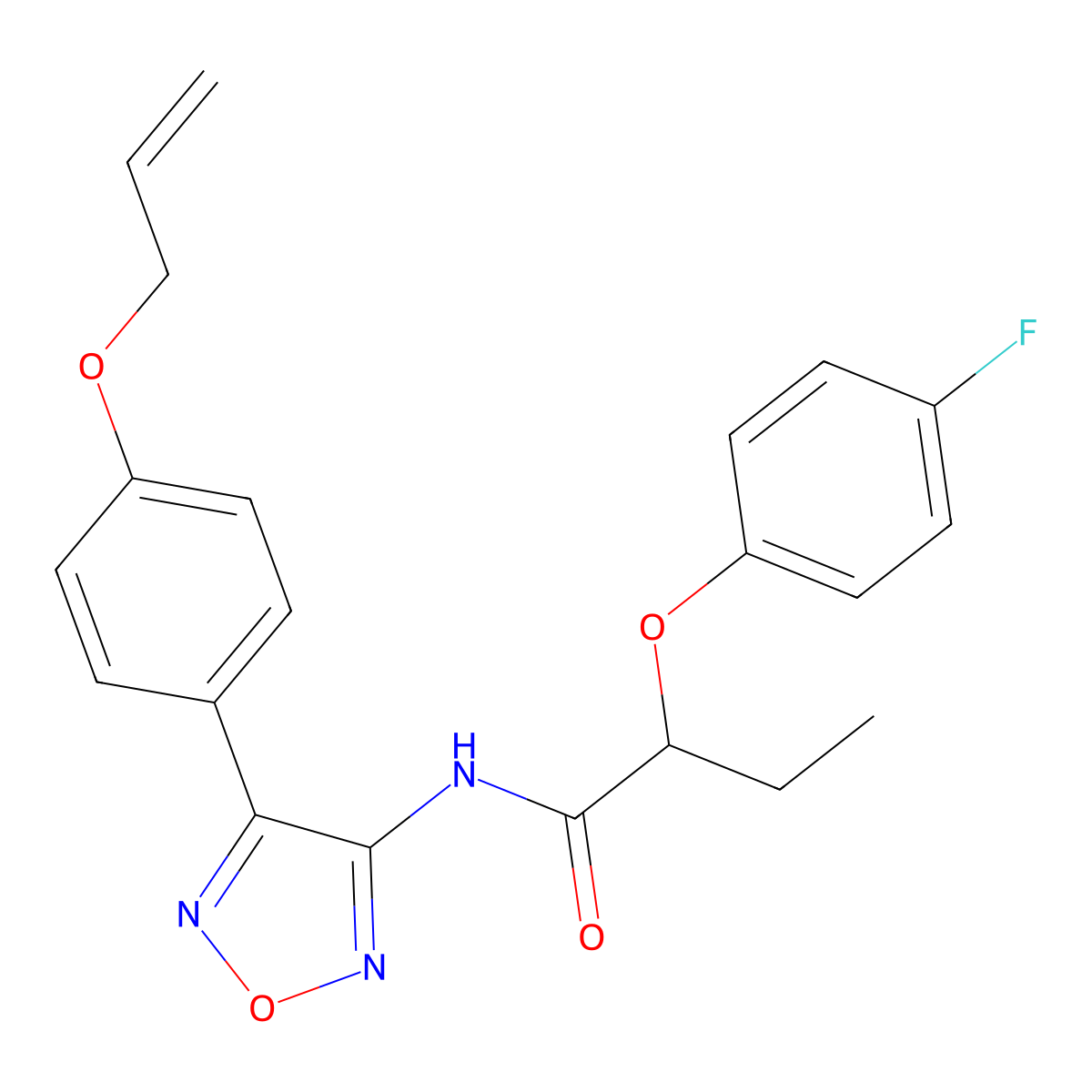 2-(4-fluorophenoxy)-N-{4-[4-(prop-2-en-1-yloxy)phenyl]-1,2,5-oxadiazol-3-yl}butanamide molecular structure, CAS 1010898-85-7