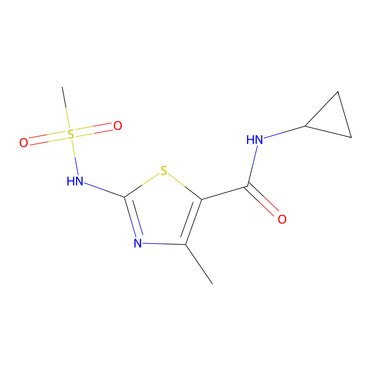 (2E)-N-cyclopropyl-4-methyl-2-[(methylsulfonyl)imino]-2,3-dihydro-1,3-thiazole-5-carboxamide molecular structure, CAS 1010898-88-0