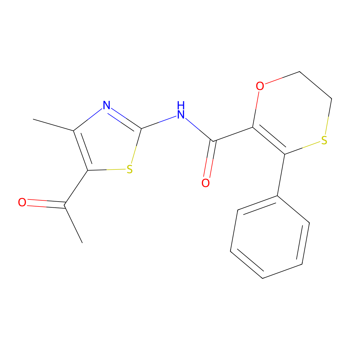 N-[(2Z)-5-acetyl-4-methyl-1,3-thiazol-2(3H)-ylidene]-3-phenyl-5,6-dihydro-1,4-oxathiine-2-carboxamide molecular structure, CAS 1010898-94-8