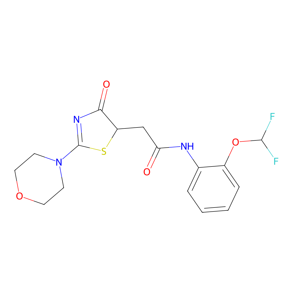 N-[2-(difluoromethoxy)phenyl]-2-[2-(morpholin-4-yl)-4-oxo-4,5-dihydro-1,3-thiazol-5-yl]acetamide molecular structure, CAS 1010898-96-0