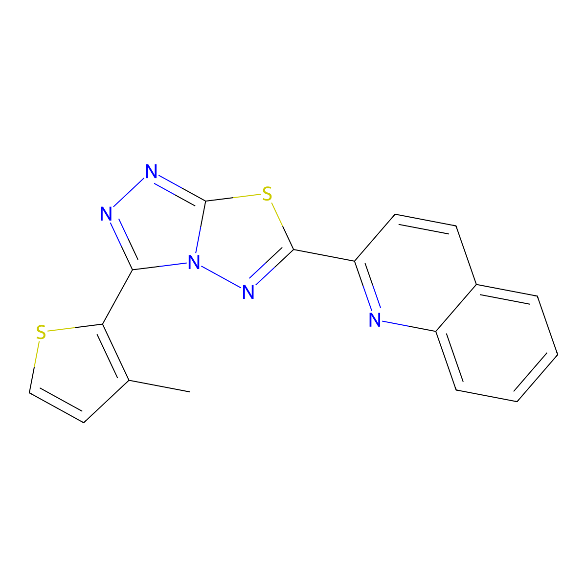 2-[3-(3-Methylthiophen-2-yl)[1,2,4]triazolo[3,4-b][1,3,4]thiadiazol-6-yl]quinoline molecular structure, CAS 1010899-09-8