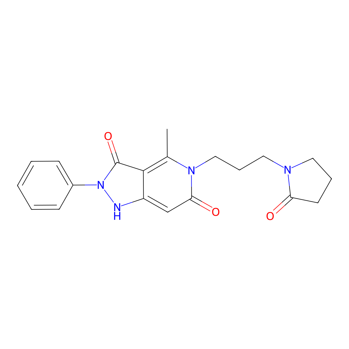 4-methyl-5-[3-(2-oxopyrrolidin-1-yl)propyl]-2-phenyl-1H-pyrazolo[4,3-c]pyridine-3,6-dione molecular structure, CAS 1010899-17-8