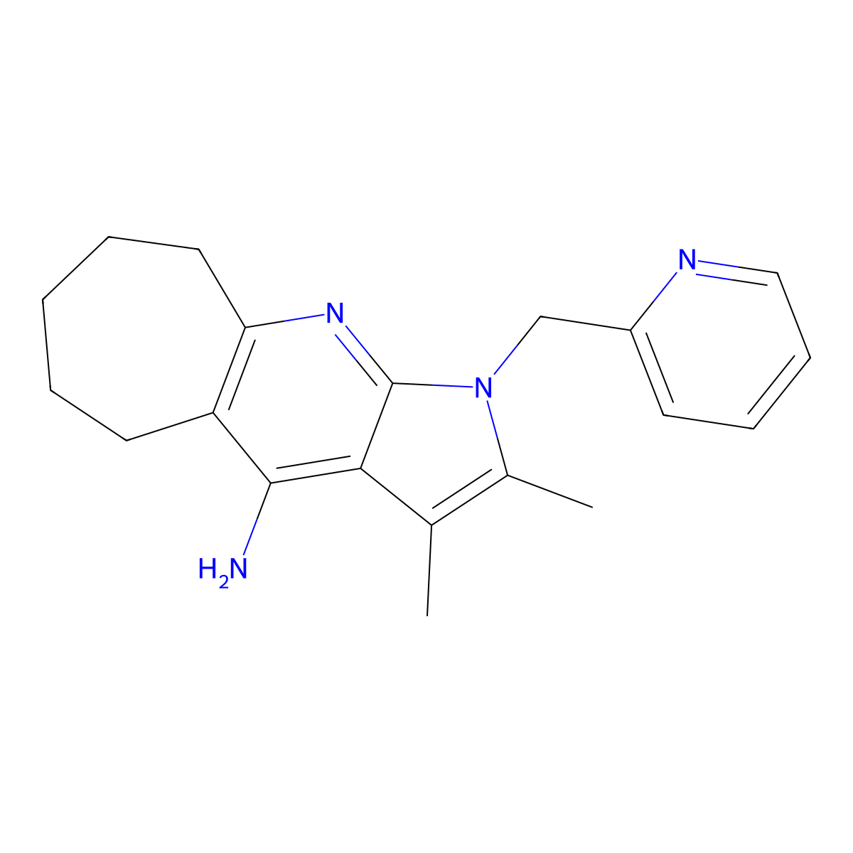 2,3-Dimethyl-1-(pyridin-2-ylmethyl)-1,5,6,7,8,9-hexahydrocyclohepta[b]pyrrolo[3,2-e]pyridin-4-amine molecular structure, CAS 1010899-26-9