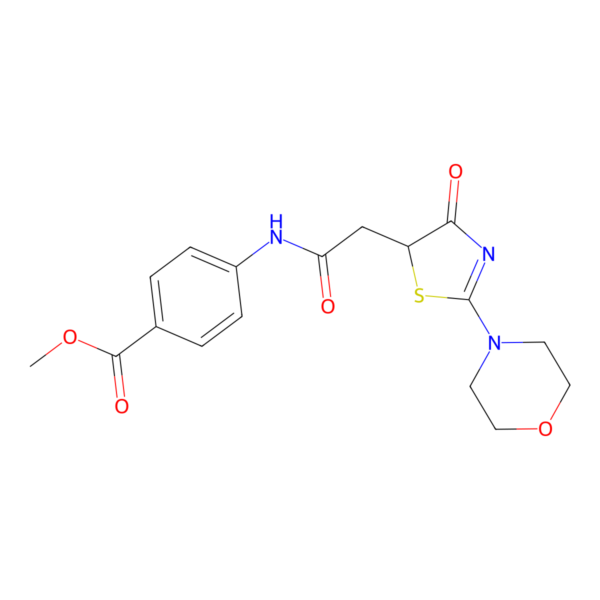 Methyl 4-({[2-(morpholin-4-yl)-4-oxo-4,5-dihydro-1,3-thiazol-5-yl]acetyl}amino)benzoate molecular structure, CAS 1010899-27-0