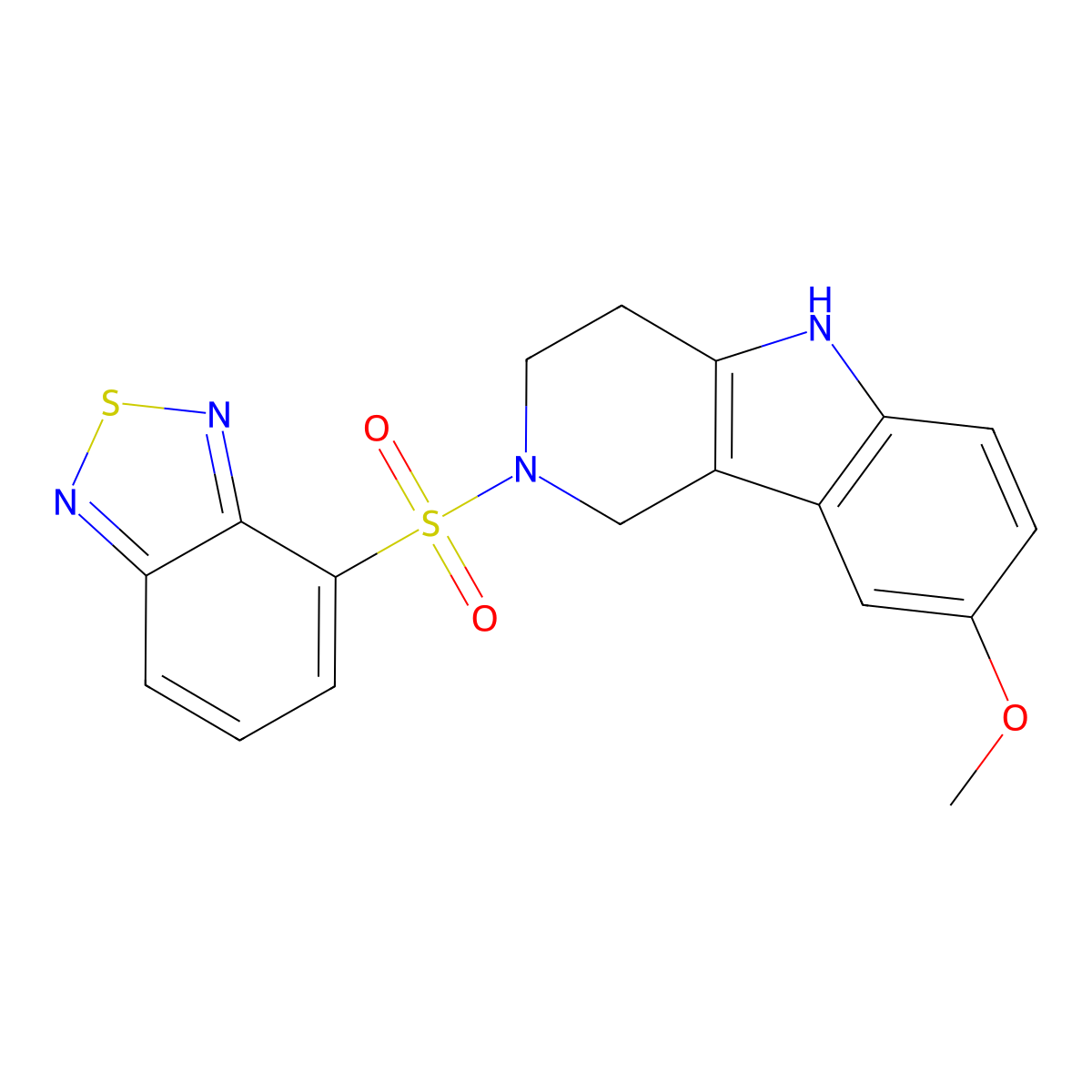 2-(2,1,3-benzothiadiazol-4-ylsulfonyl)-8-methoxy-2,3,4,5-tetrahydro-1H-pyrido[4,3-b]indole molecular structure, CAS 1010899-43-0